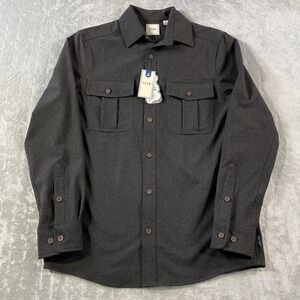 ROWM Flannel Shirt Men Sz Small Gray Military Pockets Preppy‎ Minimalist Casual